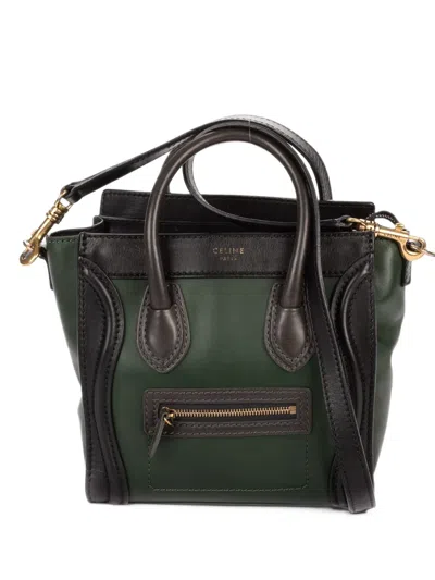 Celine Nano Luggage Leather Tote Bag In Green