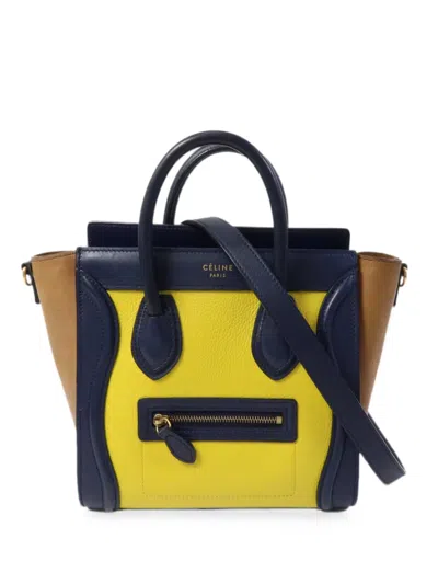 Pre-owned Celine Nano Luggage Leather Tote Bag In Yellow