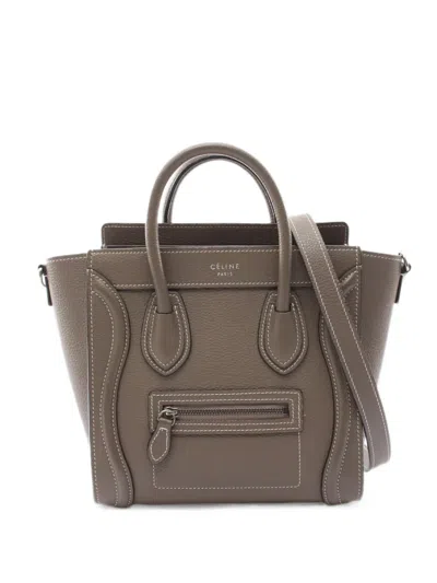 Celine Nano Luggage Tote Bag In Brown
