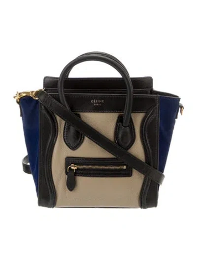 Pre-owned Celine Nano Tricolor Luggage Tote In Black