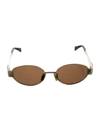 Pre-owned Celine Narrow Tinted Sunglasses In Gold