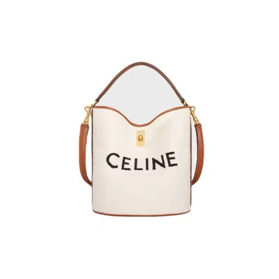 Celine Nat/tan  Bucket Handbag For Women In White