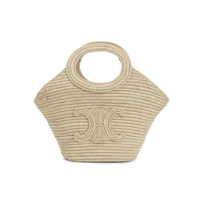 Celine Natural Braided Panier Tote In Brown