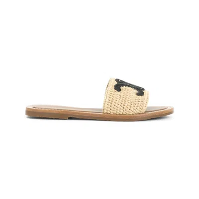Celine Natural Slip On Sandals In Brown
