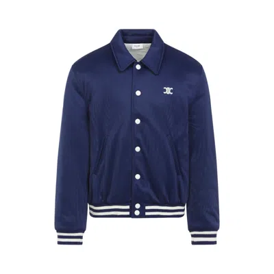 CELINE CELINE NAVY AND ECRU TEDDY JACKET IN DOUBLE-FACE JERSEY