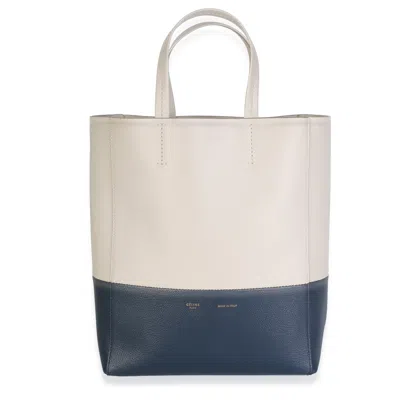 Pre-owned Celine Navy Beige Grained Calfskin Small Vertical Bi-cabas Tote