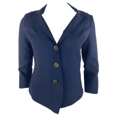 Pre-owned Celine Navy Blazer Jacket, Size 36 In Blue