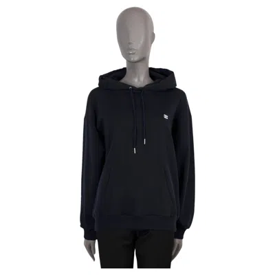 Pre-owned Celine Navy Blue Cotton & Cashmere Triomphe Hoodie Sweater L