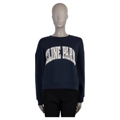 Pre-owned Celine Navy Blue Cotton Logo Oversized Fleece Sweater M