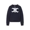 Celine Women Ribbed Wool Crew-neck Sweater In Blue