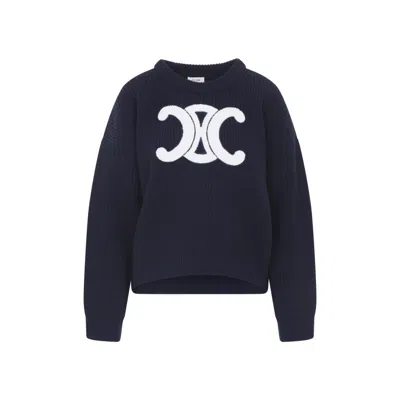 CELINE NAVY BLUE CREWNECK SWEATER