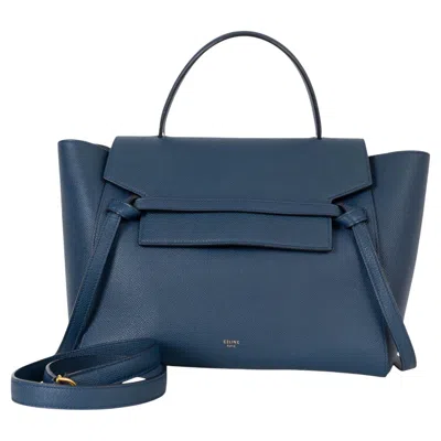Pre-owned Celine Navy Blue Grained Leather Mini Belt Bag