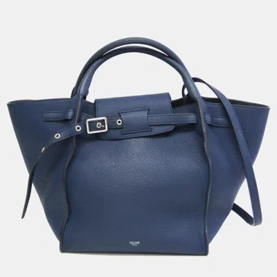 Pre-owned Celine Navy Blue Leather Small Big Bag Shoulder Bag