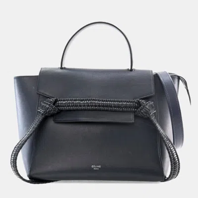 Pre-owned Celine Navy Blue Micro Smooth Calfskin Bicolor Braided Belt Bag