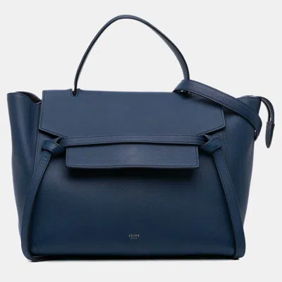 Pre-owned Celine Navy Blue Mini Grained Calfskin Belt Bag