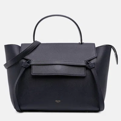 Pre-owned Celine Navy Blue Mini Grained Calfskin Belt Bag