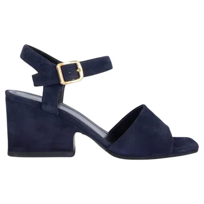 Pre-owned Celine Navy Blue Suede 2016 Block Heel Sandals Shoes 36