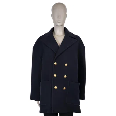 Pre-owned Celine Navy Blue Wool 2023 Felt Peacoat Jacket 38 S