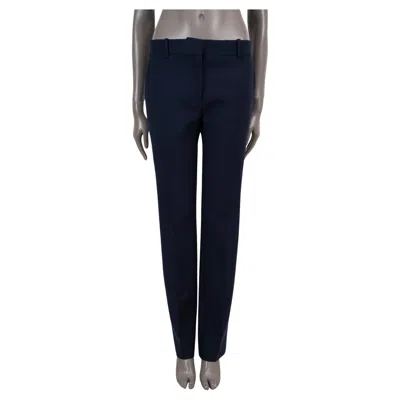 Pre-owned Celine Navy Blue Wool Blend Creased Tapered-leg Pants 38 S