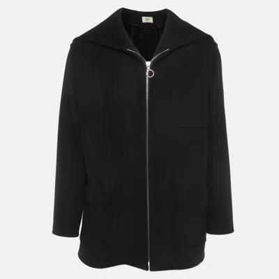 Pre-owned Celine Navy Blue Wool Open Collar Caban Jacket Xl