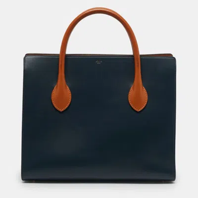 Pre-owned Celine Navy Blue/brown Leather Boxy Tote