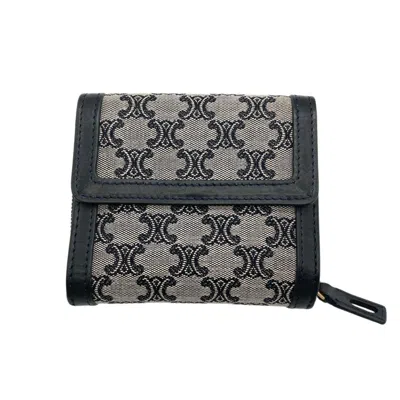 Pre-owned Celine Navy Canvas Leather Wallet (tri-fold) () In Blue