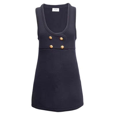 Pre-owned Celine Navy  Knit Pinafore Dress Size Us S In Blue