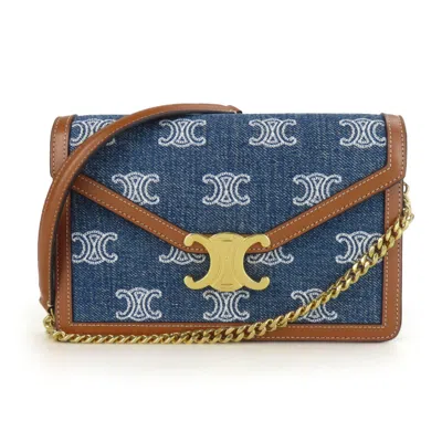 Pre-owned Celine Navy Denim Leather Shoulder Bag ()