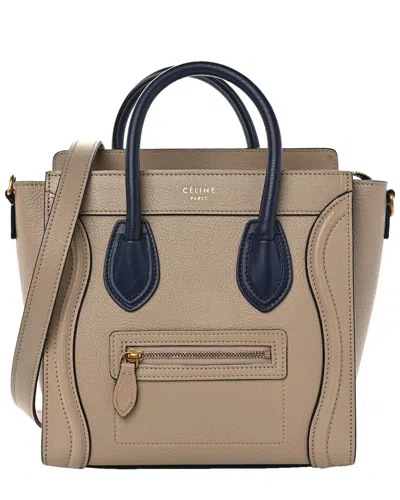 Celine Navy Dune Drummed Leather Bicolor Micro Luggage Micro Tote (authentic  Pre-loved)