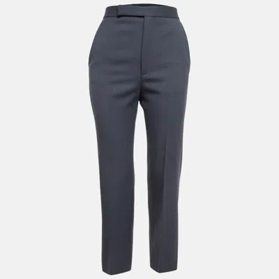 Pre-owned Celine Navy Grey Wool Twill Formal Trousers S