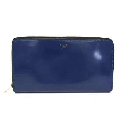 Pre-owned Celine Navy Leather Long Wallet (bi-fold) ()