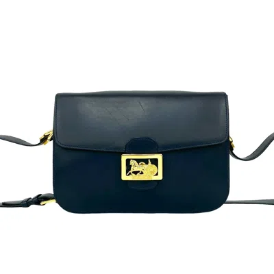 Pre-owned Celine Navy Leather Pochette Shoulder Bag () In Blue