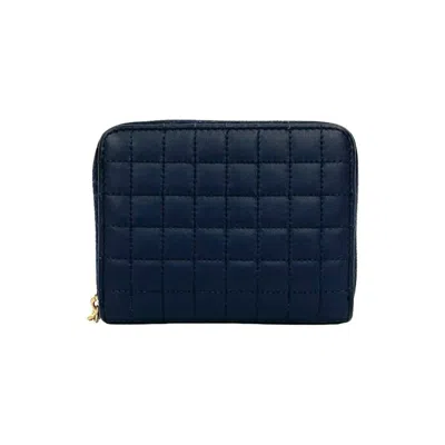 Pre-owned Celine Navy Leather Wallet (bi-fold) () In Blue