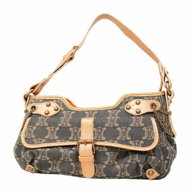 Pre-owned Celine Navy Orange Denim Shoulder Bag ()