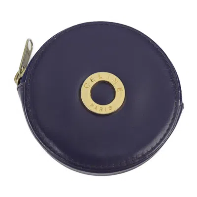 Pre-owned Celine Navy Purple Leather Coin Purse/coin Case ()