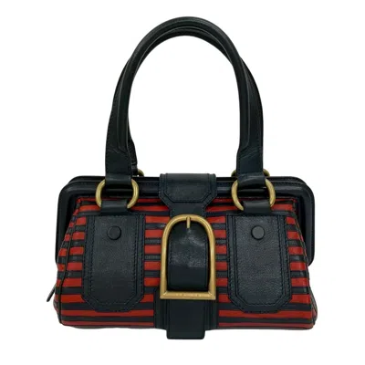 Pre-owned Celine Navy Red Color Leather Handbag Shoulder Bag Tote Bag ()