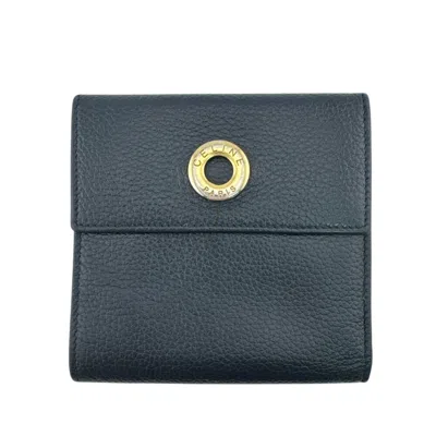 Pre-owned Celine Navy Red Color Leather Wallet (tri-fold) ()