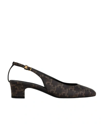Celine Neo City Slingback In Triomphe Coated Fabric In Multi