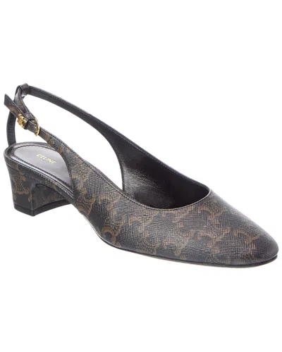 Celine Neo City Triomphe Canvas Slingback Pump In Black