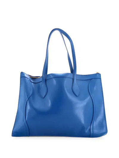 Pre-owned Celine New Luggage Flat Cabas Smooth Leather Tote Bag In Blue