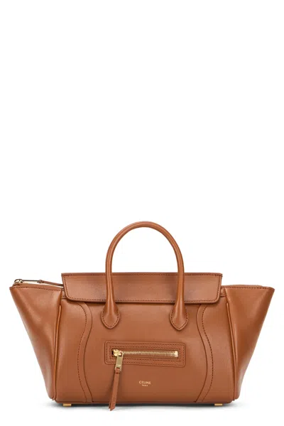 Celine New Luggage Handbag In Leather With Zip Closure, Gold-tone Hardware (24 Cm) In Camel