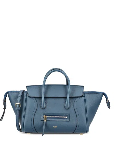 Celine New Luggage Leather Tote Bag In Blue