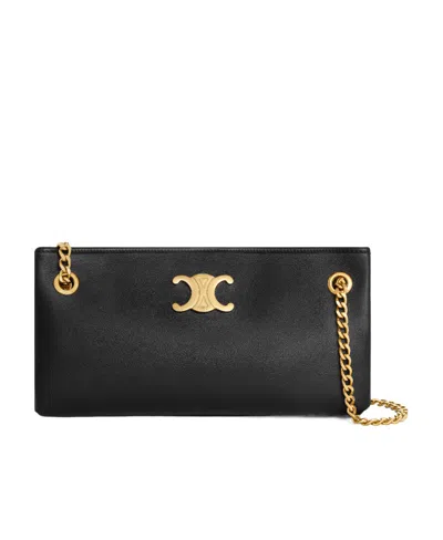Celine Newspaper Chain Shoulder Bag In Black