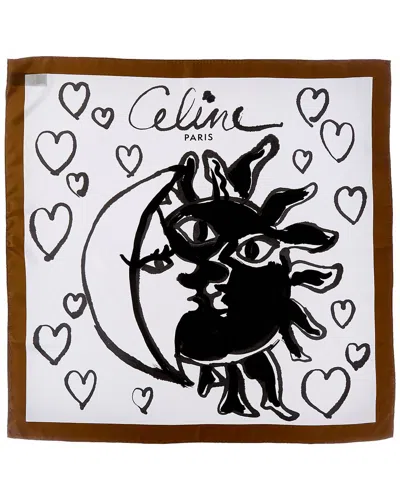 Celine Night & Day Silk Foulard In White