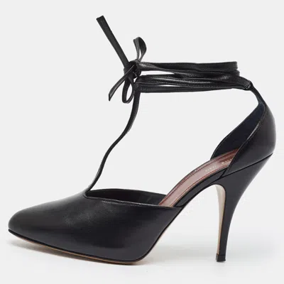 Pre-owned Celine Night Out Size 37.5 Black Leather Pumps
