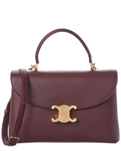 Celine Nino Medium Leather Satchel In Red