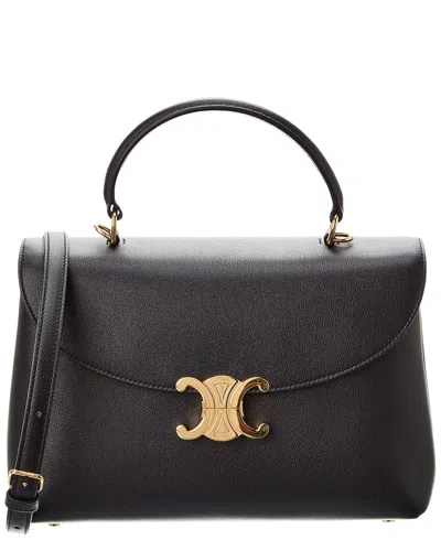Celine Nino Medium Leather Shoulder Bag In Black