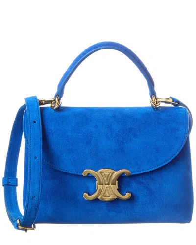 Celine Teen Nino Bag In Suede Calfskin In Blue