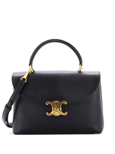 Pre-owned Celine Nino Top Handle Bag Leather Medium Satchel In Black