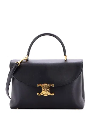 Pre-owned Celine Nino Top Handle Bag Leather Medium Satchel In Black